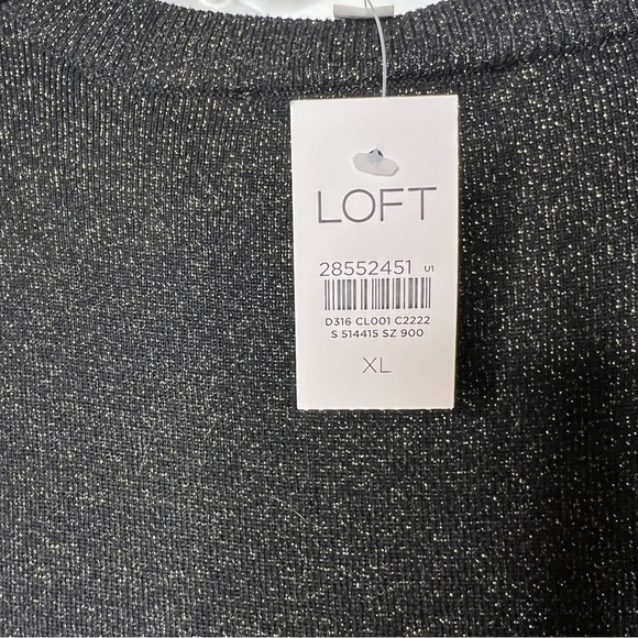 The Loft Sweater Dress Black With Gold Metallic Knee Length NWT - Picture 8 of 10